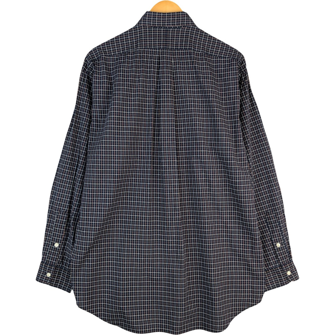 Ralph Lauren BLAKE long sleeve button down check shirt, men's size L cotton navy blue type Vintage Second Hand