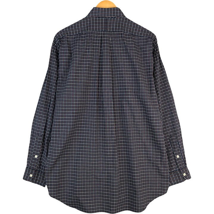 Ralph Lauren BLAKE long sleeve button down check shirt, men's size L cotton navy blue type Vintage Second Hand