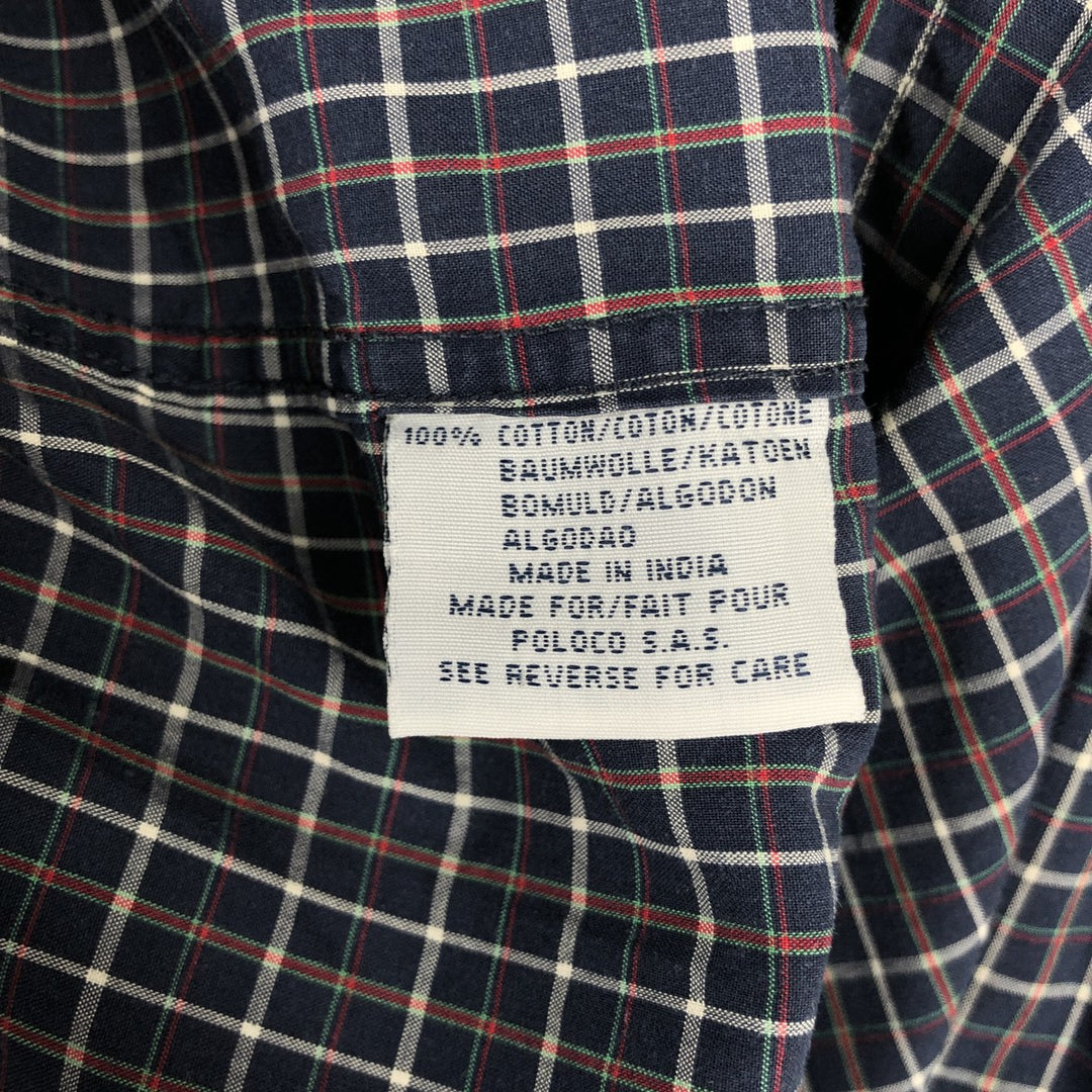 Ralph Lauren BLAKE long sleeve button down check shirt, men's size L cotton navy blue type Vintage Second Hand