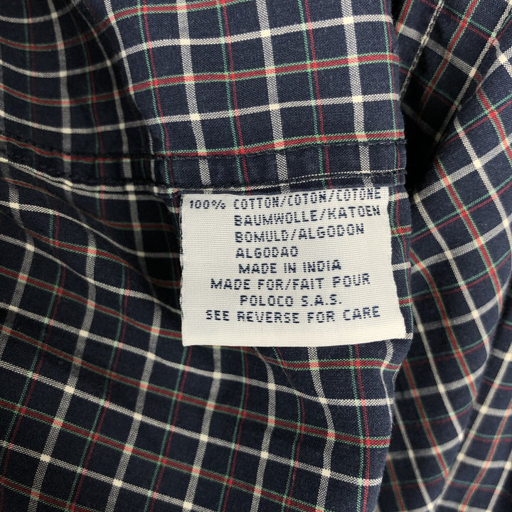 Ralph Lauren BLAKE long sleeve button down check shirt, men's size L cotton navy blue type Vintage Second Hand