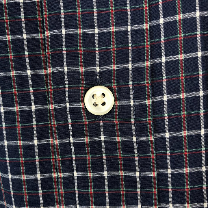 Ralph Lauren BLAKE long sleeve button down check shirt, men's size L cotton navy blue type Vintage Second Hand