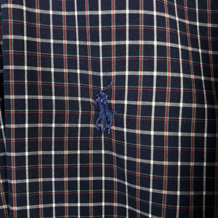 Ralph Lauren BLAKE long sleeve button down check shirt, men's size L cotton navy blue type Vintage Second Hand