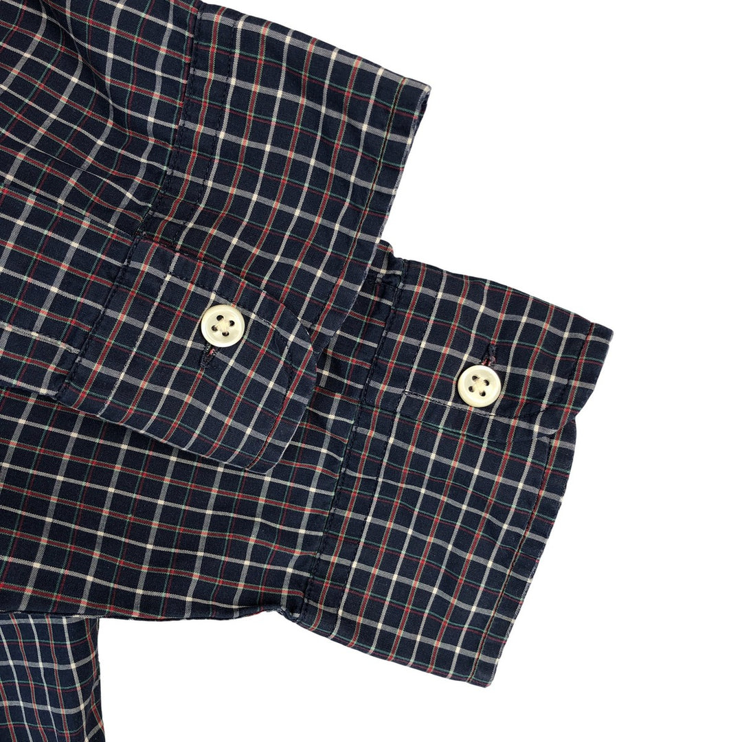 Ralph Lauren BLAKE long sleeve button down check shirt, men's size L cotton navy blue type Vintage Second Hand