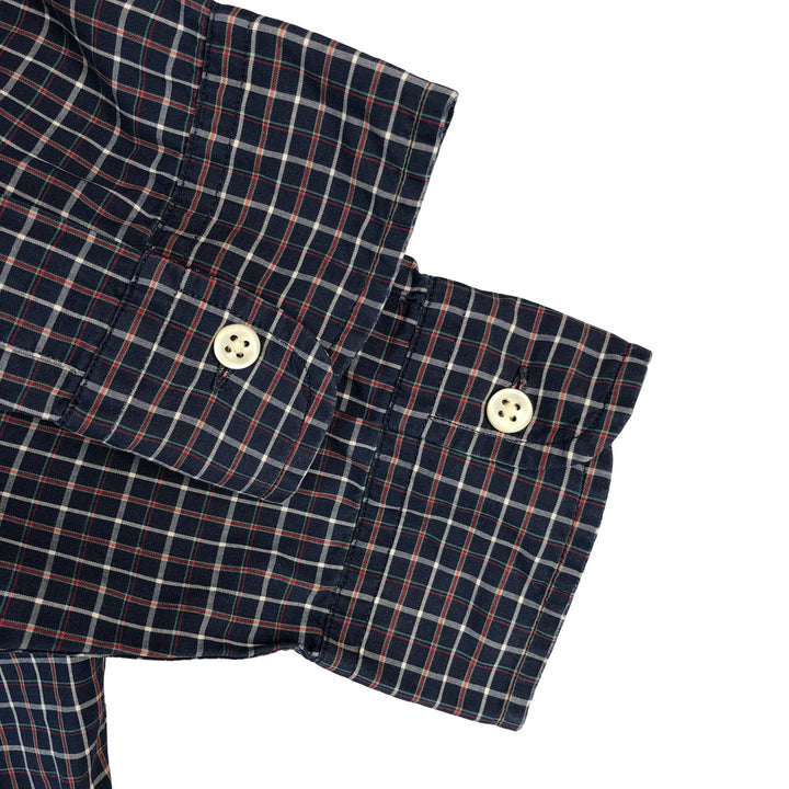 Ralph Lauren BLAKE long sleeve button down check shirt, men's size L cotton navy blue type Vintage Second Hand