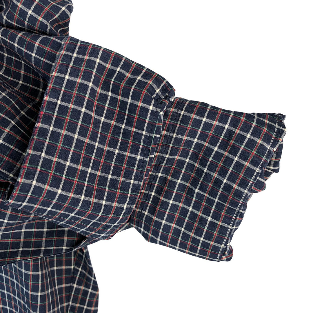 Ralph Lauren BLAKE long sleeve button down check shirt, men's size L cotton navy blue type Vintage Second Hand