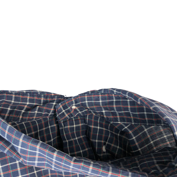 Ralph Lauren BLAKE long sleeve button down check shirt, men's size L cotton navy blue type Vintage Second Hand