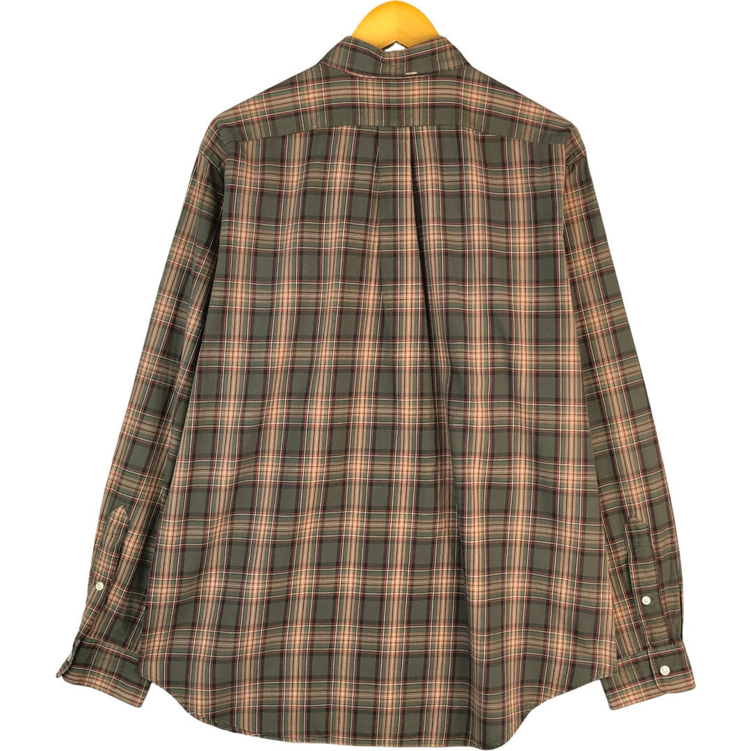 Ralph Lauren Classic Fit Long Sleeve Button Down Check Shirt Men's Size L cotton beige type brown Vintage Second Hand