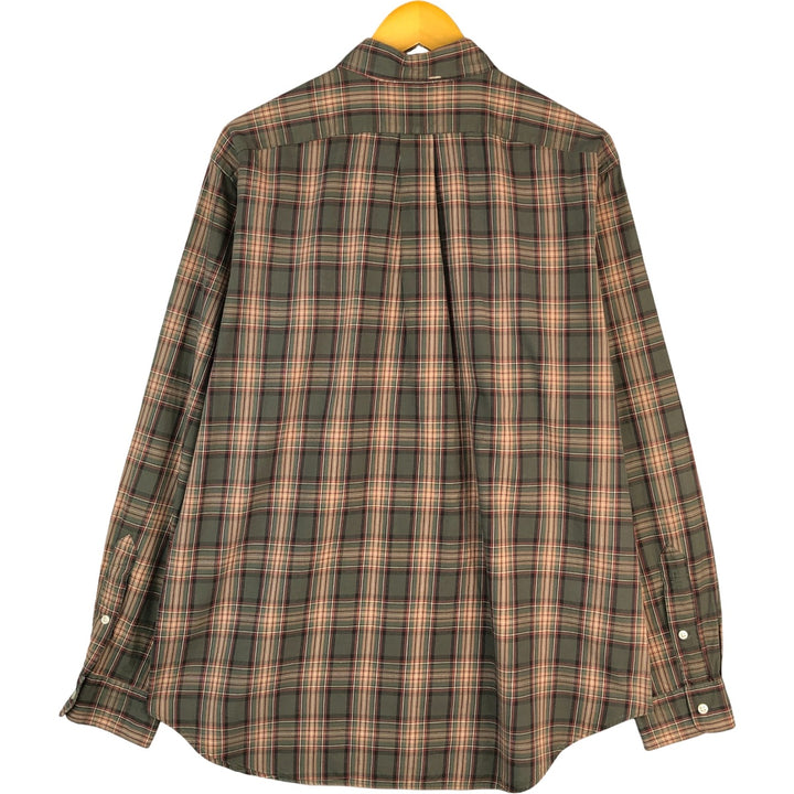Ralph Lauren Classic Fit Long Sleeve Button Down Check Shirt Men's Size L cotton beige type brown Vintage Second Hand