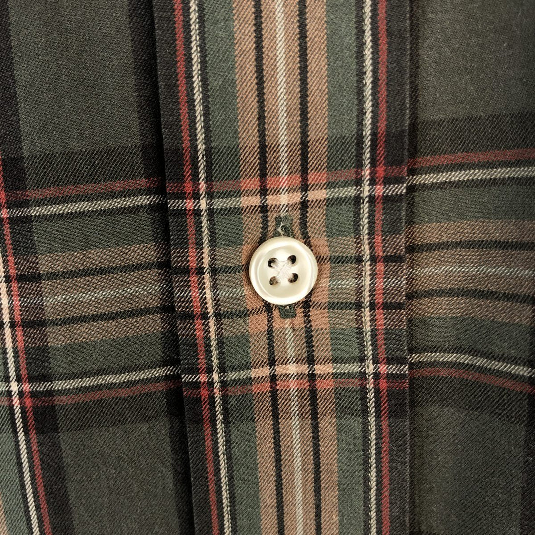 Ralph Lauren Classic Fit Long Sleeve Button Down Check Shirt Men's Size L cotton beige type brown Vintage Second Hand