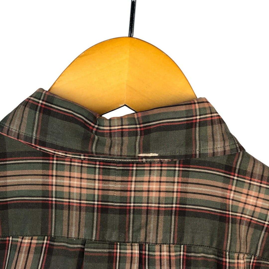 Ralph Lauren Classic Fit Long Sleeve Button Down Check Shirt Men's Size L cotton beige type brown Vintage Second Hand