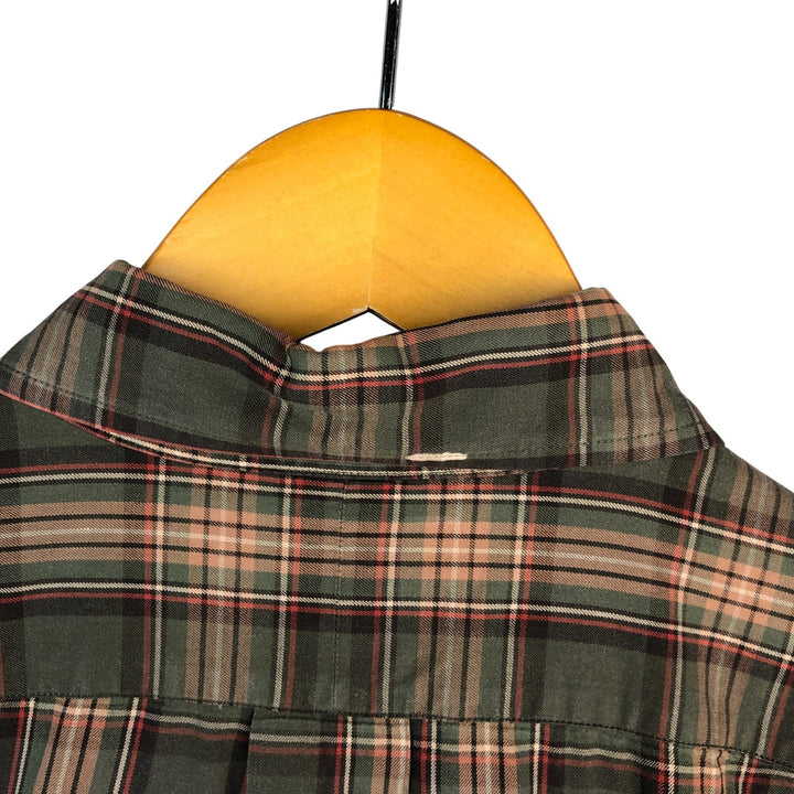 Ralph Lauren Classic Fit Long Sleeve Button Down Check Shirt Men's Size L cotton beige type brown Vintage Second Hand