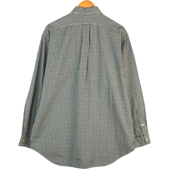 Ralph Lauren Golf Tilden long-sleeved button-down check shirt, men's size L cotton Green type dark green Vintage Second Hand