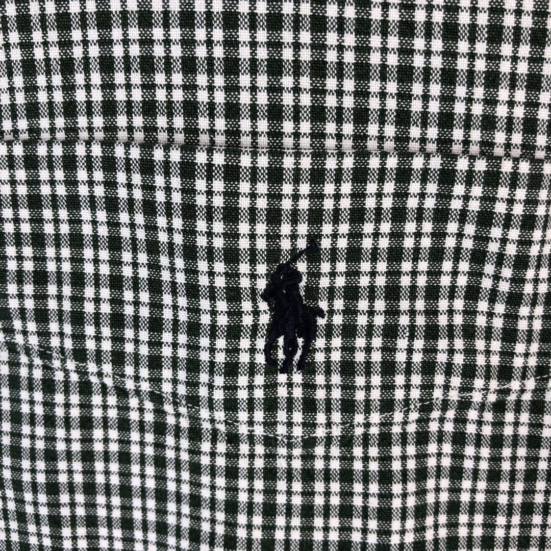 Ralph Lauren Golf Tilden long-sleeved button-down check shirt, men's size L cotton Green type dark green Vintage Second Hand