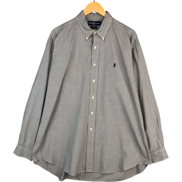 Ralph Lauren BLAIRE long sleeve button down check shirt, men's XL size cotton black type Vintage Second Hand