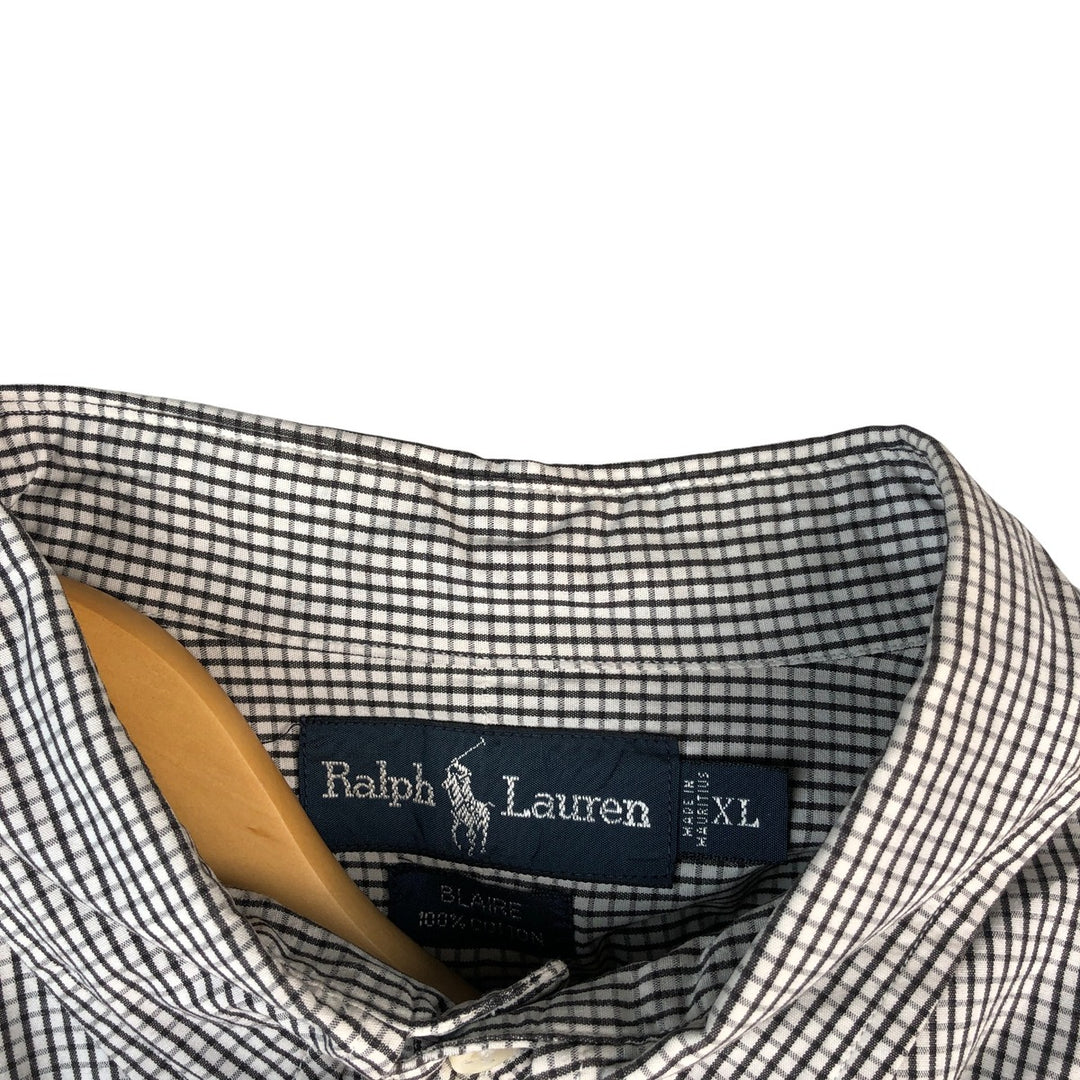 Ralph Lauren BLAIRE long sleeve button down check shirt, men's XL size cotton black type Vintage Second Hand