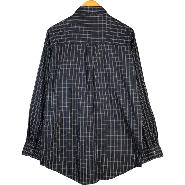 Ralph Lauren CHAPS Long Sleeve Button-Down Check Shirt, Men's Size L cotton navy blue type Vintage Second Hand
