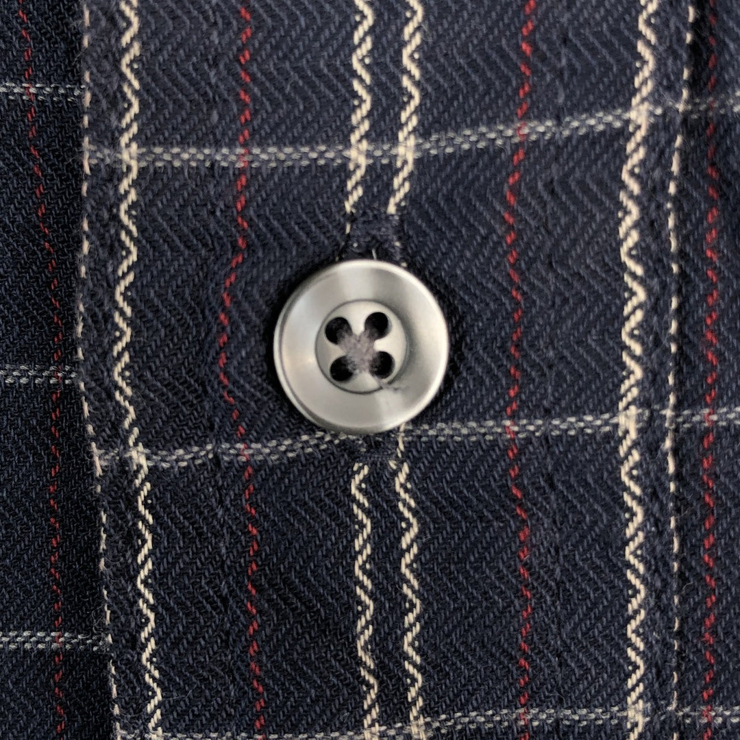Ralph Lauren CHAPS Long Sleeve Button-Down Check Shirt, Men's Size L cotton navy blue type Vintage Second Hand