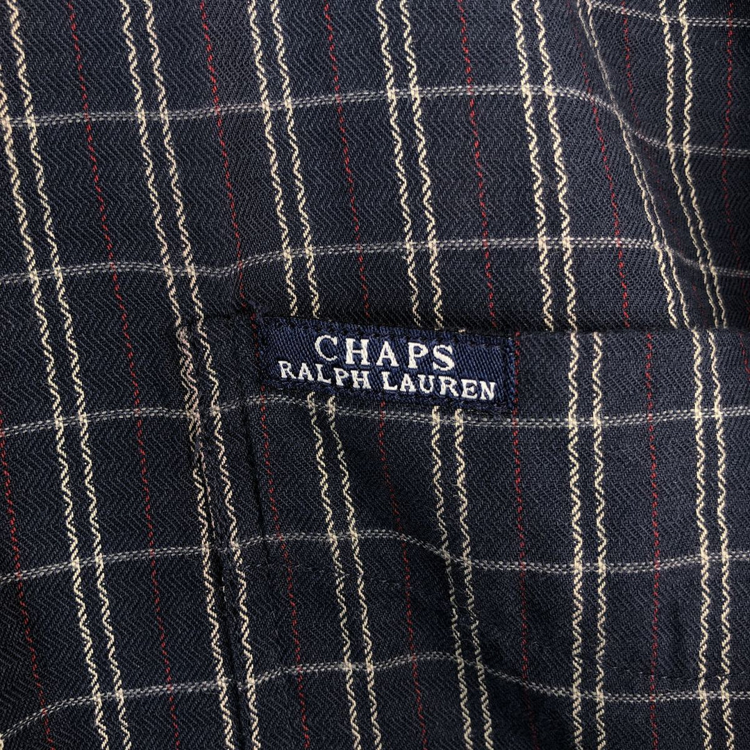 Ralph Lauren CHAPS Long Sleeve Button-Down Check Shirt, Men's Size L cotton navy blue type Vintage Second Hand