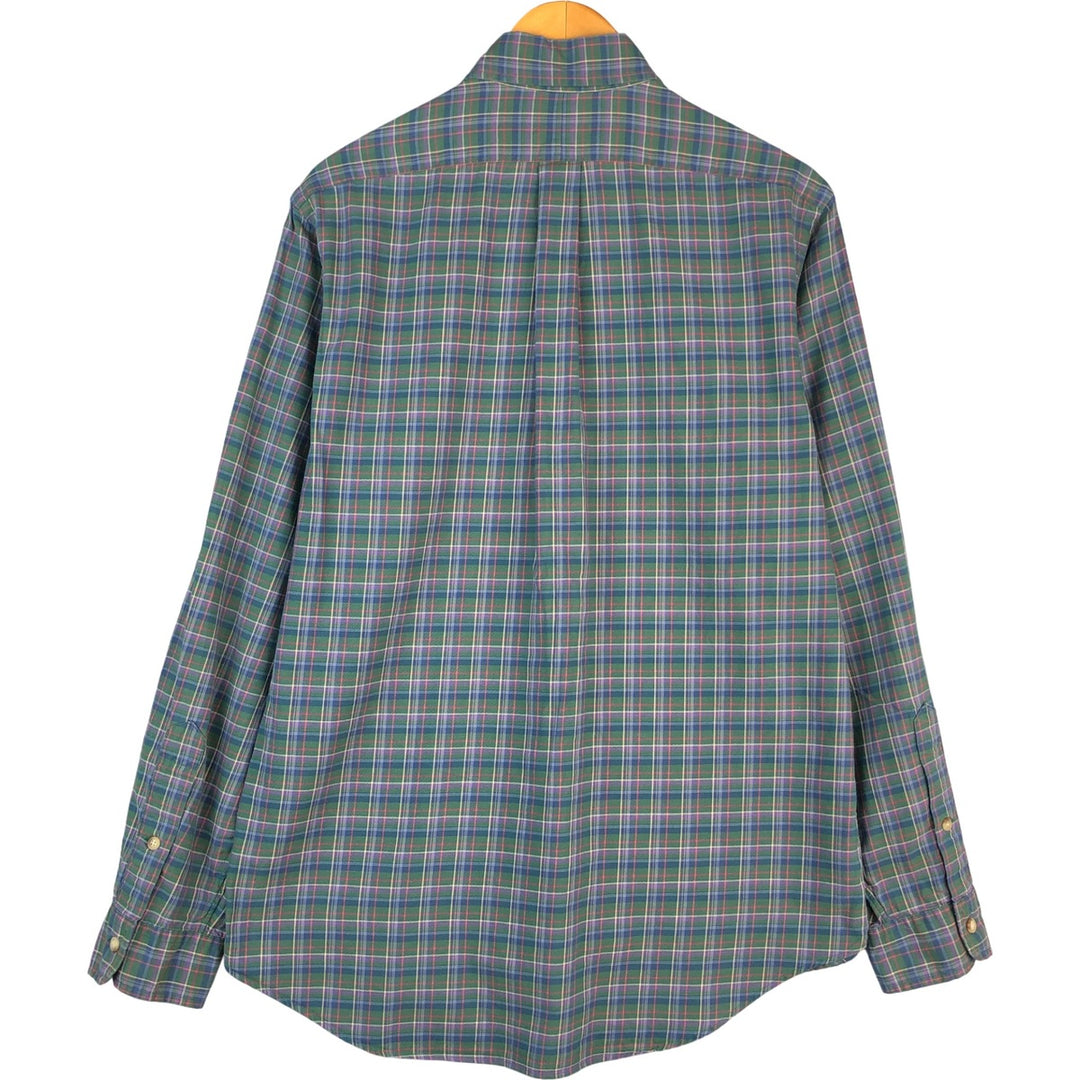 Ralph Lauren long sleeve button down check shirt, men's size M cotton green type Vintage Second Hand
