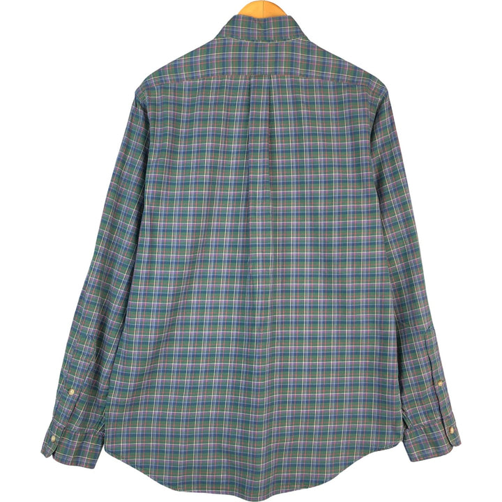 Ralph Lauren long sleeve button down check shirt, men's size M cotton green type Vintage Second Hand