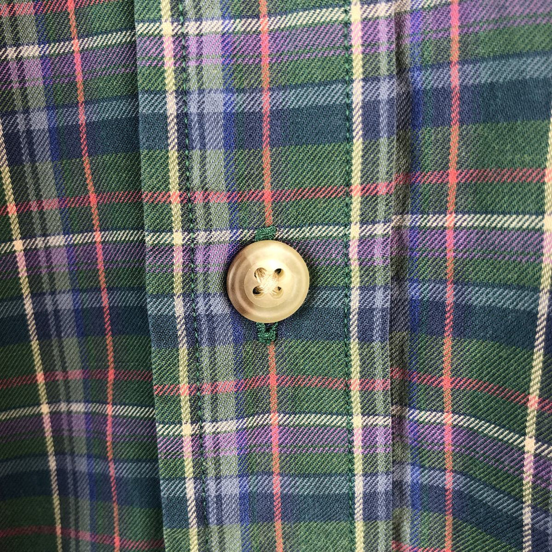 Ralph Lauren long sleeve button down check shirt, men's size M cotton green type Vintage Second Hand
