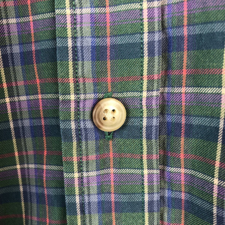 Ralph Lauren long sleeve button down check shirt, men's size M cotton green type Vintage Second Hand