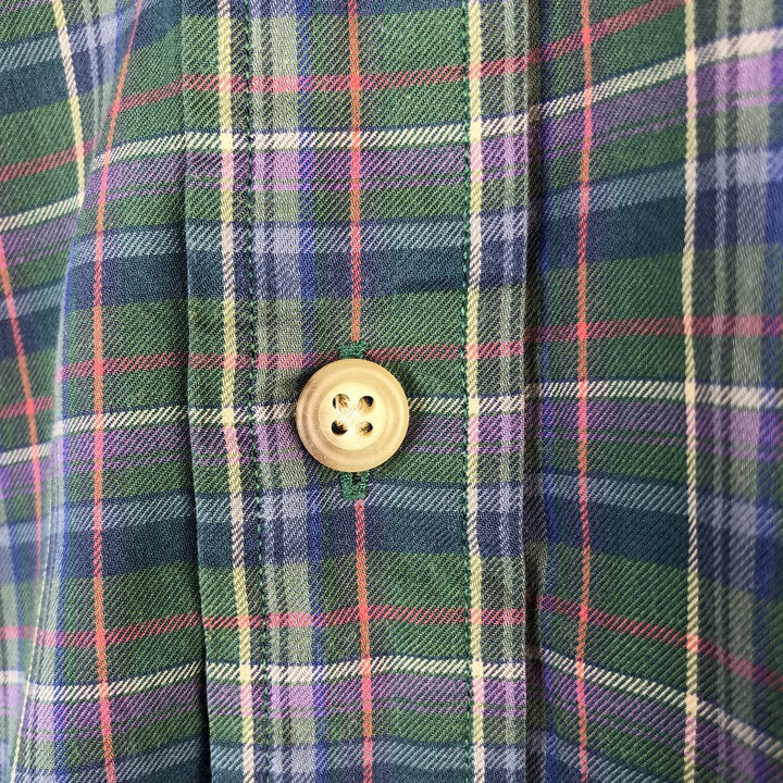 Ralph Lauren long sleeve button down check shirt, men's size M cotton green type Vintage Second Hand