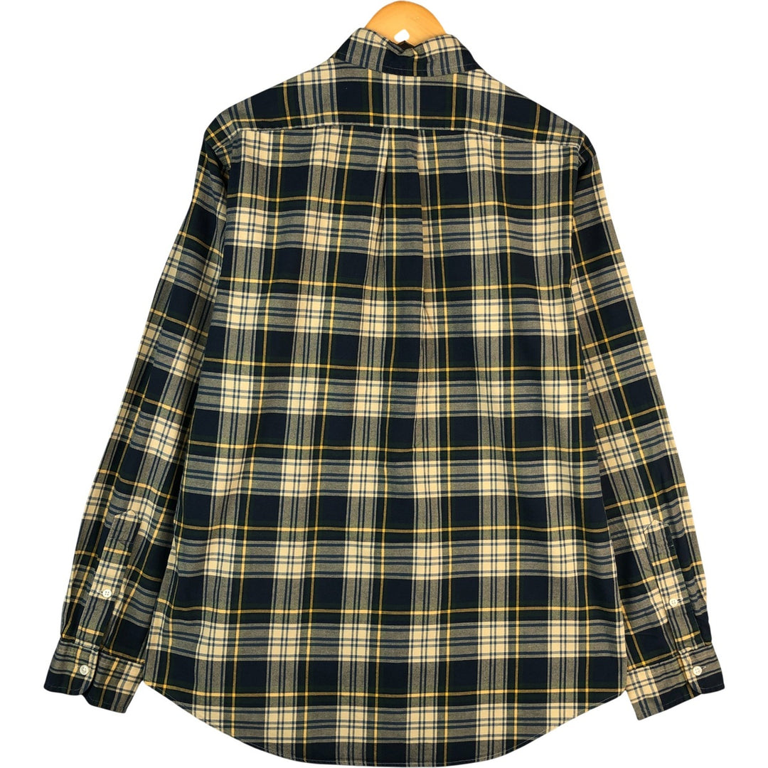 Ralph Lauren CUSTOM FIT long sleeve button down check shirt, men's size L cotton Beige type Vintage Second Hand