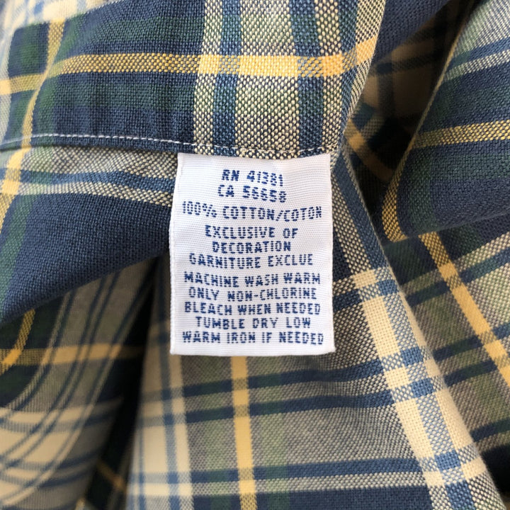 Ralph Lauren CUSTOM FIT long sleeve button down check shirt, men's size L cotton Beige type Vintage Second Hand
