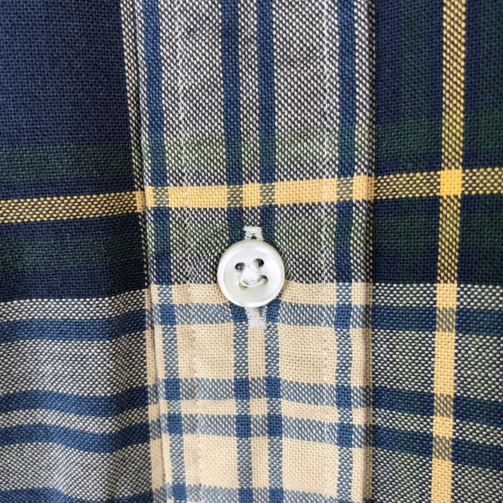 Ralph Lauren CUSTOM FIT long sleeve button down check shirt, men's size L cotton Beige type Vintage Second Hand