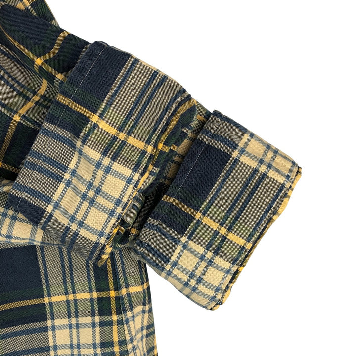 Ralph Lauren CUSTOM FIT long sleeve button down check shirt, men's size L cotton Beige type Vintage Second Hand