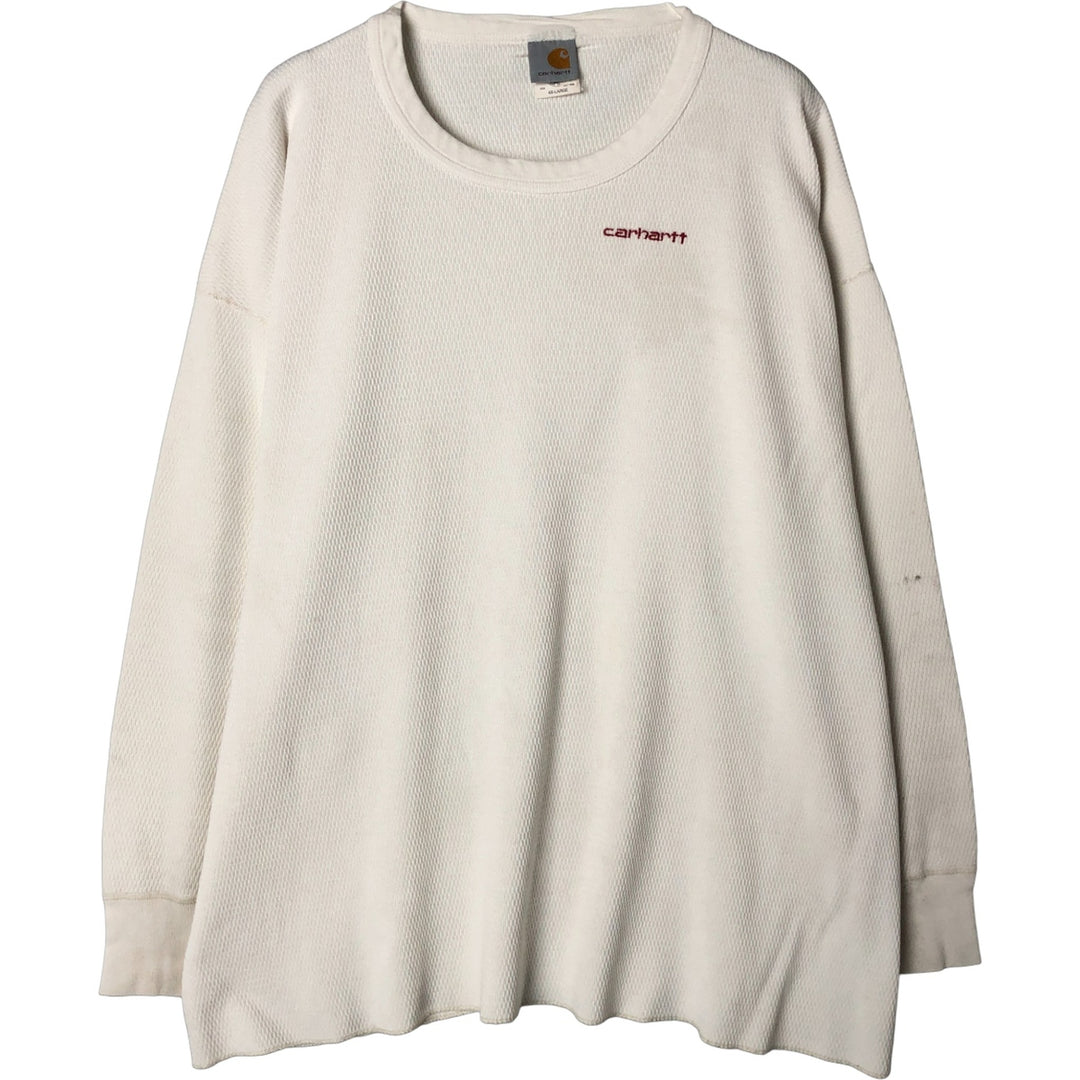 Oversized 90'S Carhartt Thermal Long T-shirt, Honeycomb, Made in USA, Men's XXXXL, Vintage cotton white type Vintage Second Hand