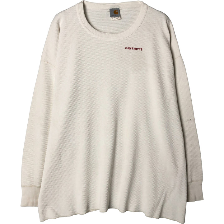 Oversized 90'S Carhartt Thermal Long T-shirt, Honeycomb, Made in USA, Men's XXXXL, Vintage cotton white type Vintage Second Hand