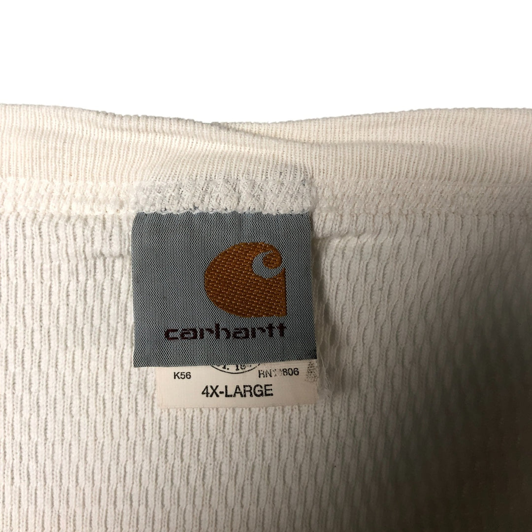 Oversized 90'S Carhartt Thermal Long T-shirt, Honeycomb, Made in USA, Men's XXXXL, Vintage cotton white type Vintage Second Hand
