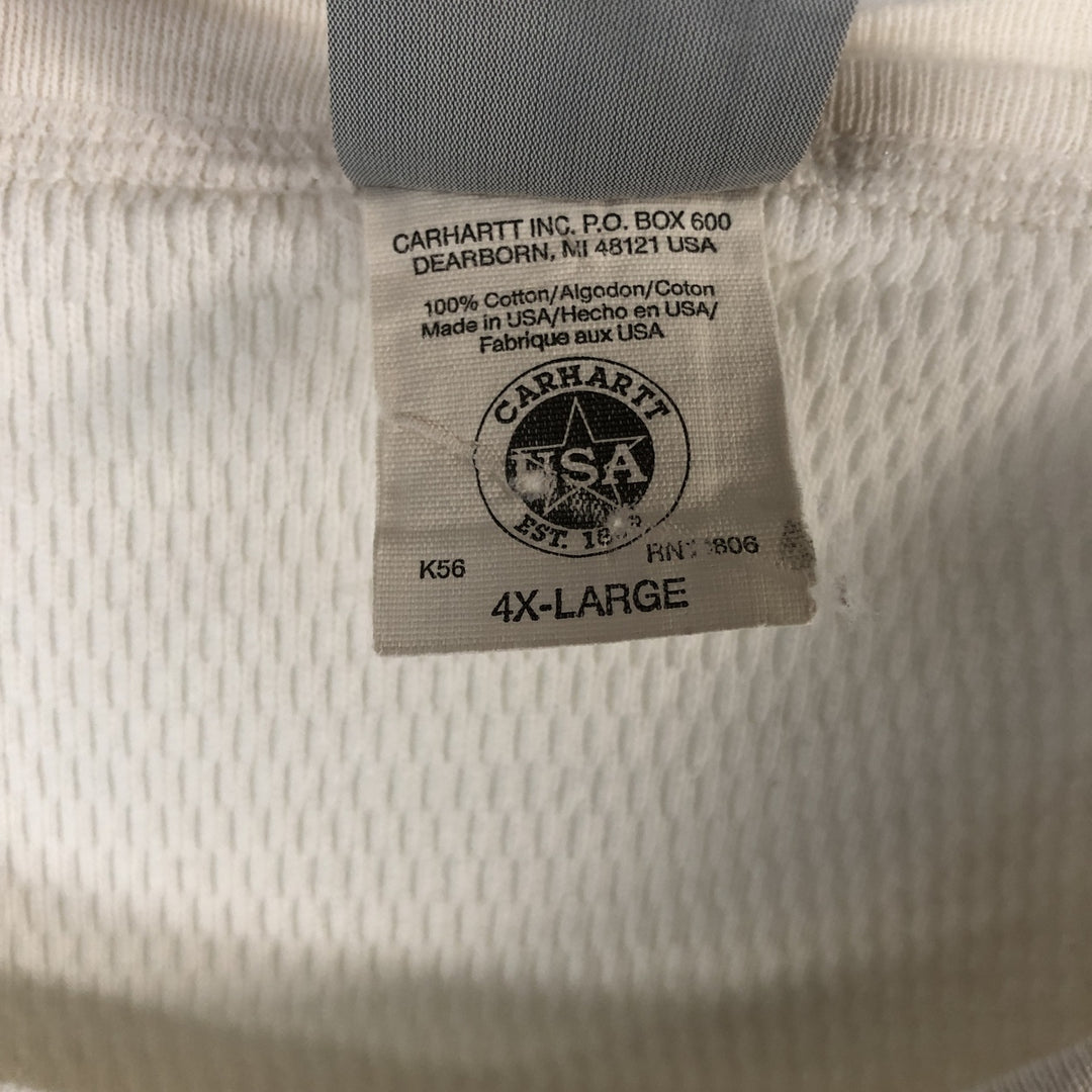 Oversized 90'S Carhartt Thermal Long T-shirt, Honeycomb, Made in USA, Men's XXXXL, Vintage cotton white type Vintage Second Hand