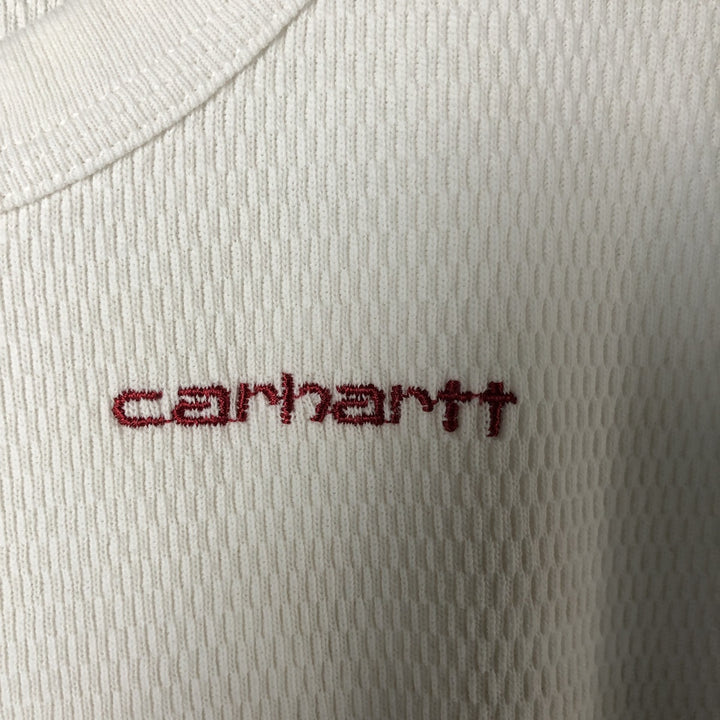 Oversized 90'S Carhartt Thermal Long T-shirt, Honeycomb, Made in USA, Men's XXXXL, Vintage cotton white type Vintage Second Hand