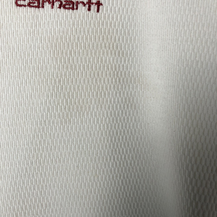 Oversized 90'S Carhartt Thermal Long T-shirt, Honeycomb, Made in USA, Men's XXXXL, Vintage cotton white type Vintage Second Hand