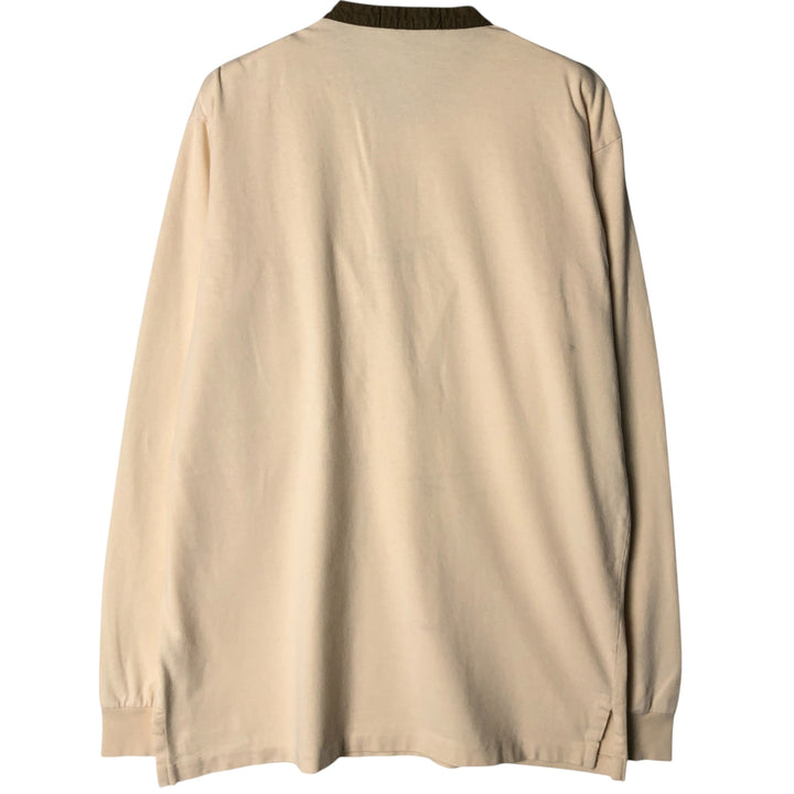 Vintage 90'S Ralph Lauren POLO by Ralph Lauren Henley-neck long-sleeved T-shirt, size M, men's. cotton Beige type Vintage Second Hand