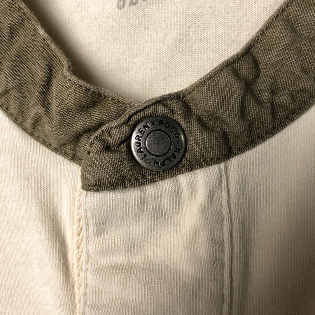 Vintage 90'S Ralph Lauren POLO by Ralph Lauren Henley-neck long-sleeved T-shirt, size M, men's. cotton Beige type Vintage Second Hand