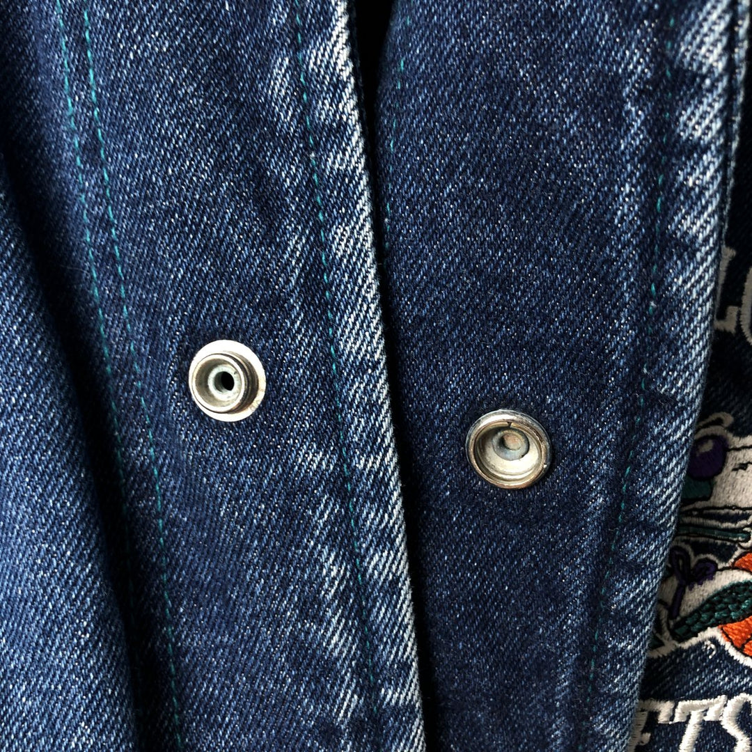 90'S Starter NBA Charlotte Hornets Denim Varsity Jacket, Men's Size Small cotton blue type Vintage Second Hand