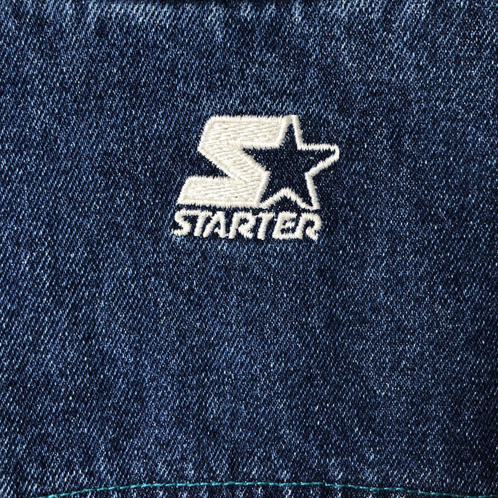 90'S Starter NBA Charlotte Hornets Denim Varsity Jacket, Men's Size Small cotton blue type Vintage Second Hand