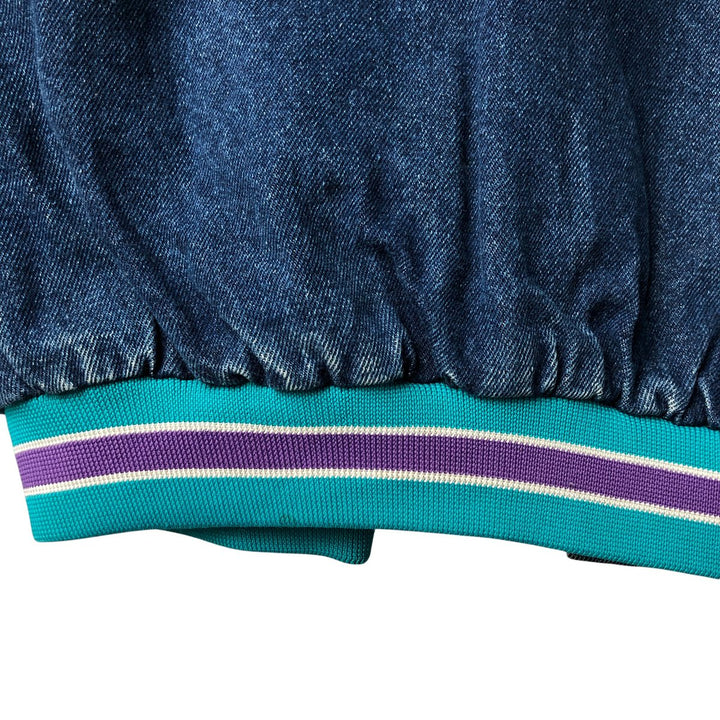 90'S Starter NBA Charlotte Hornets Denim Varsity Jacket, Men's Size Small cotton blue type Vintage Second Hand