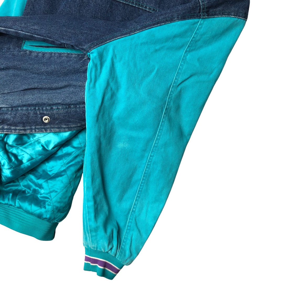 90'S Starter NBA Charlotte Hornets Denim Varsity Jacket, Men's Size Small cotton blue type Vintage Second Hand