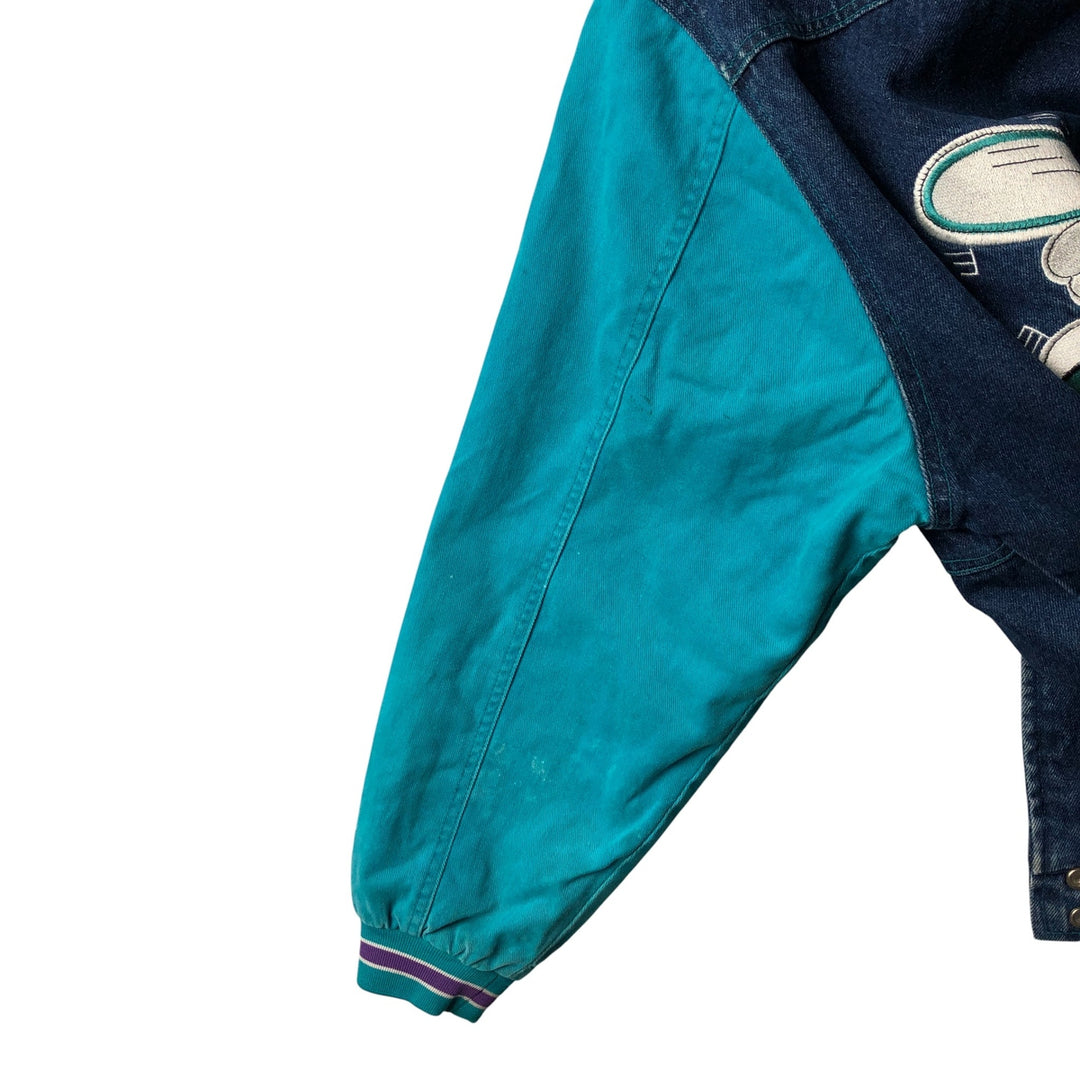 90'S Starter NBA Charlotte Hornets Denim Varsity Jacket, Men's Size Small cotton blue type Vintage Second Hand