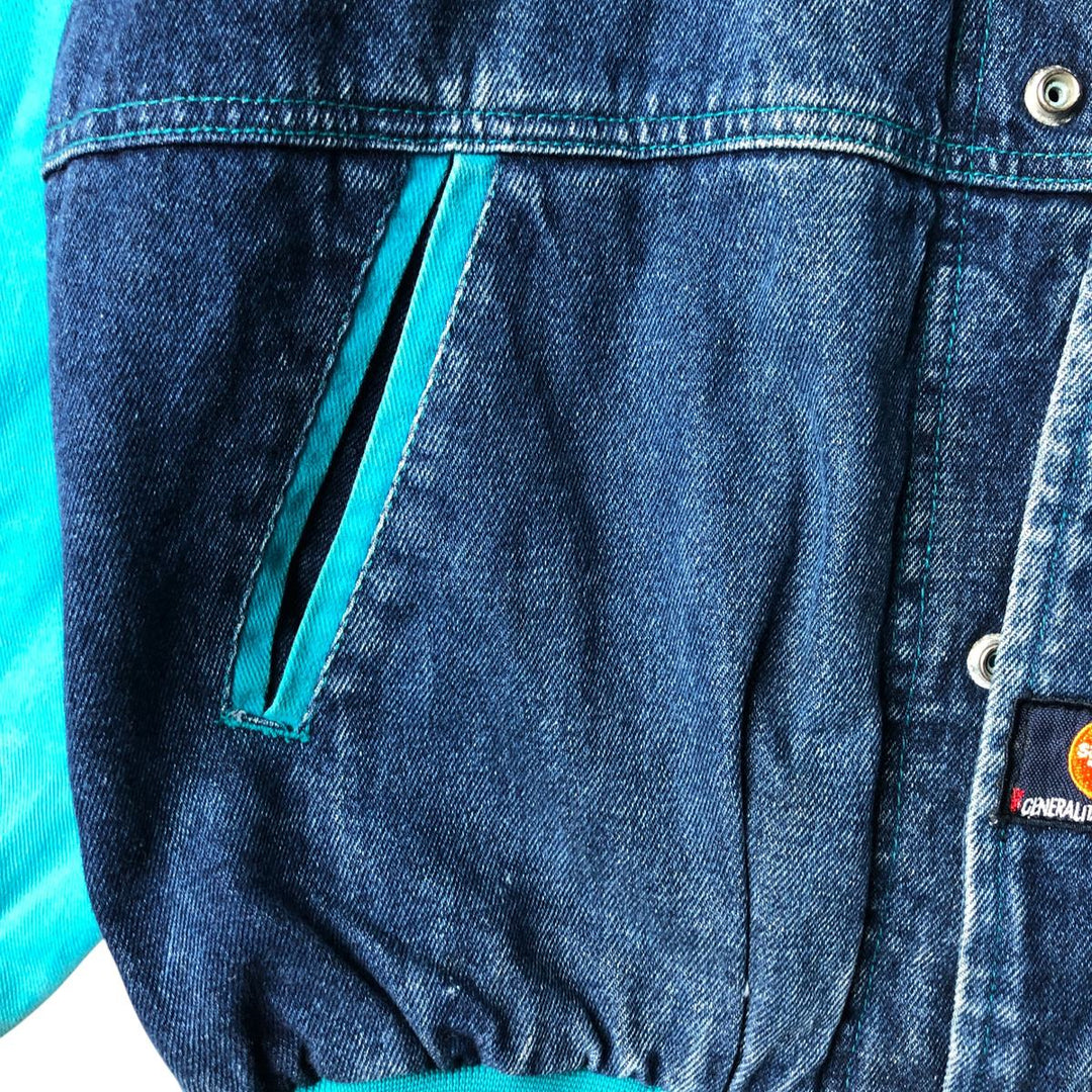 90'S Starter NBA Charlotte Hornets Denim Varsity Jacket, Men's Size Small cotton blue type Vintage Second Hand