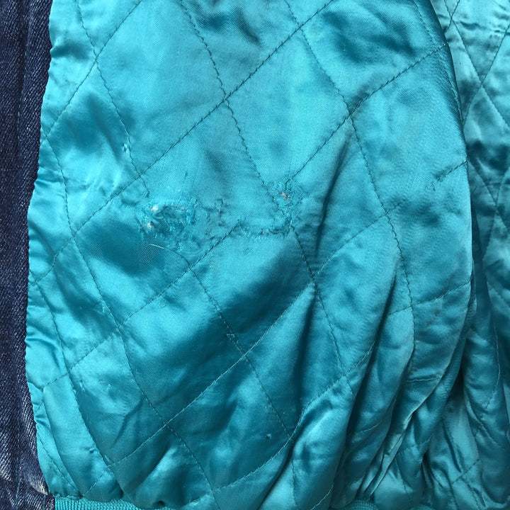 90'S Starter NBA Charlotte Hornets Denim Varsity Jacket, Men's Size Small cotton blue type Vintage Second Hand