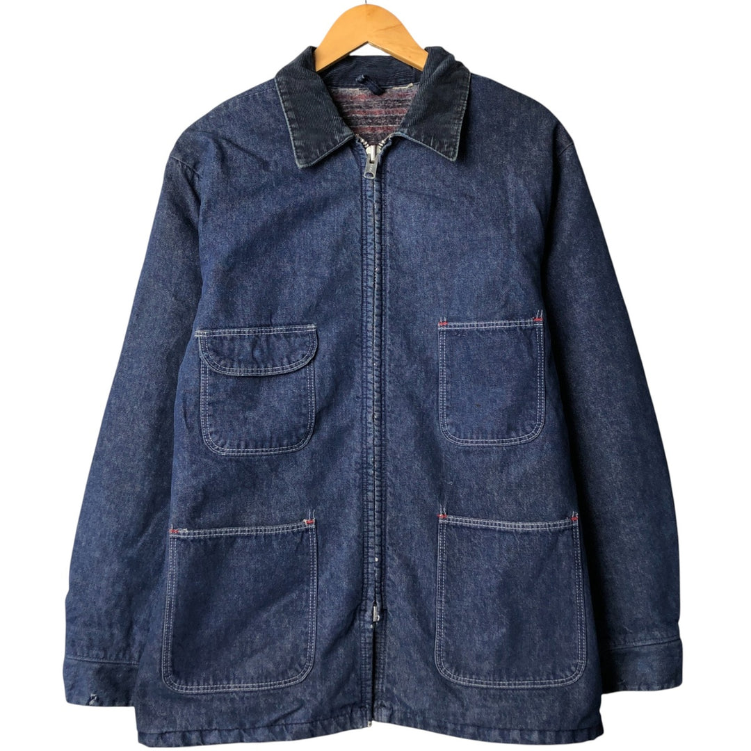 Vintage Bat-dyed Denim Coveralls, Men's Size L unclear blue type Vintage Second Hand