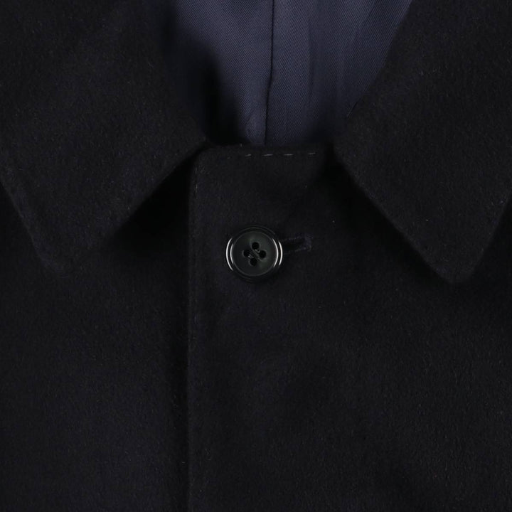 CORTEFIEL Cashmere Blend Balmacaan Coat, Made in Spain, Men's Size L Lana navy blue type Vintage Second Hand