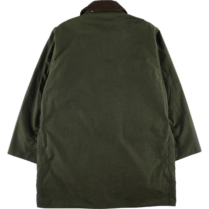 1990'S Barbour BORDER (formerly 3 Warrant) waxed cotton oiled jacket, Made in England, C42, Men's L cotton Green type dark green Vintage Second Hand