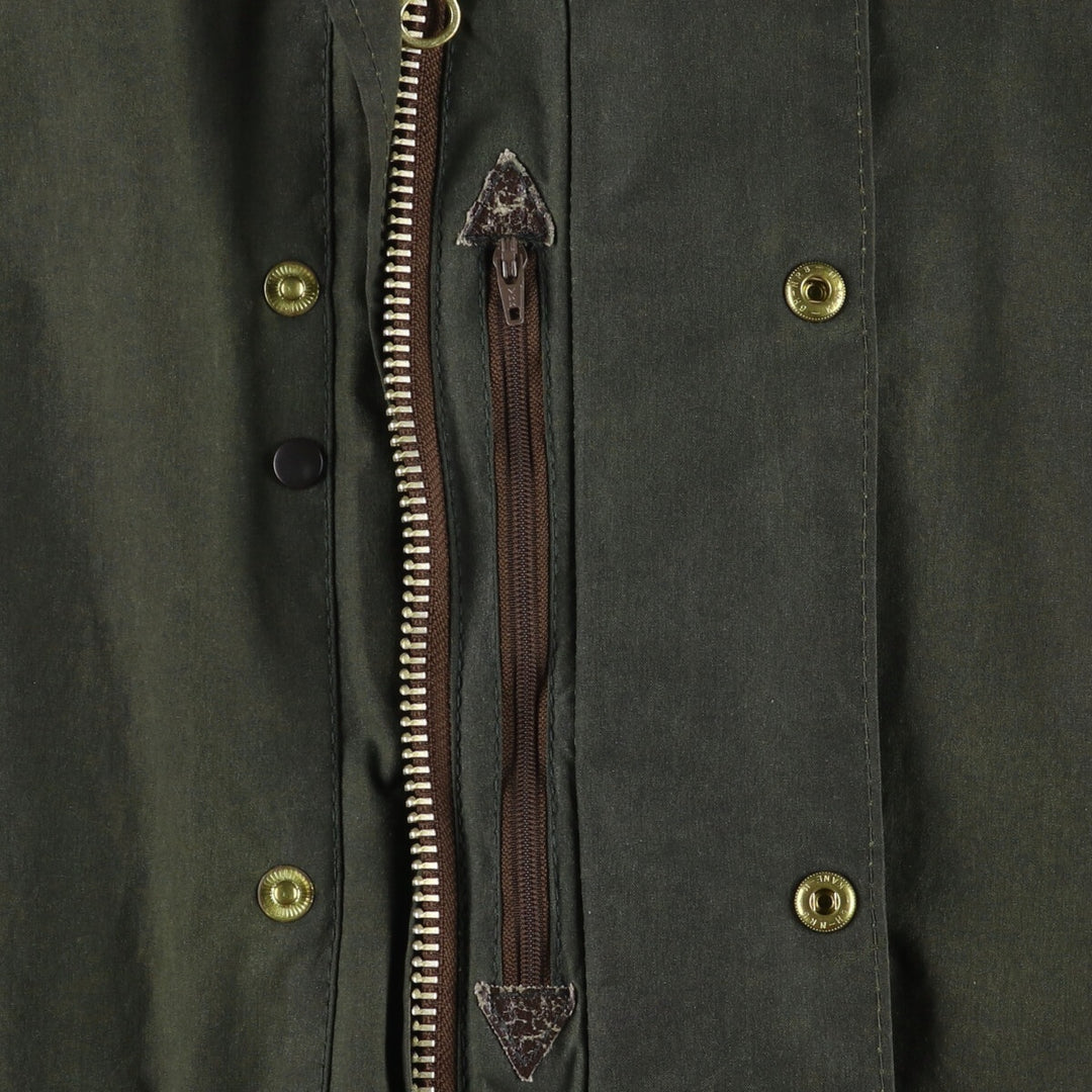 1990'S Barbour BORDER (formerly 3 Warrant) waxed cotton oiled jacket, Made in England, C42, Men's L cotton Green type dark green Vintage Second Hand